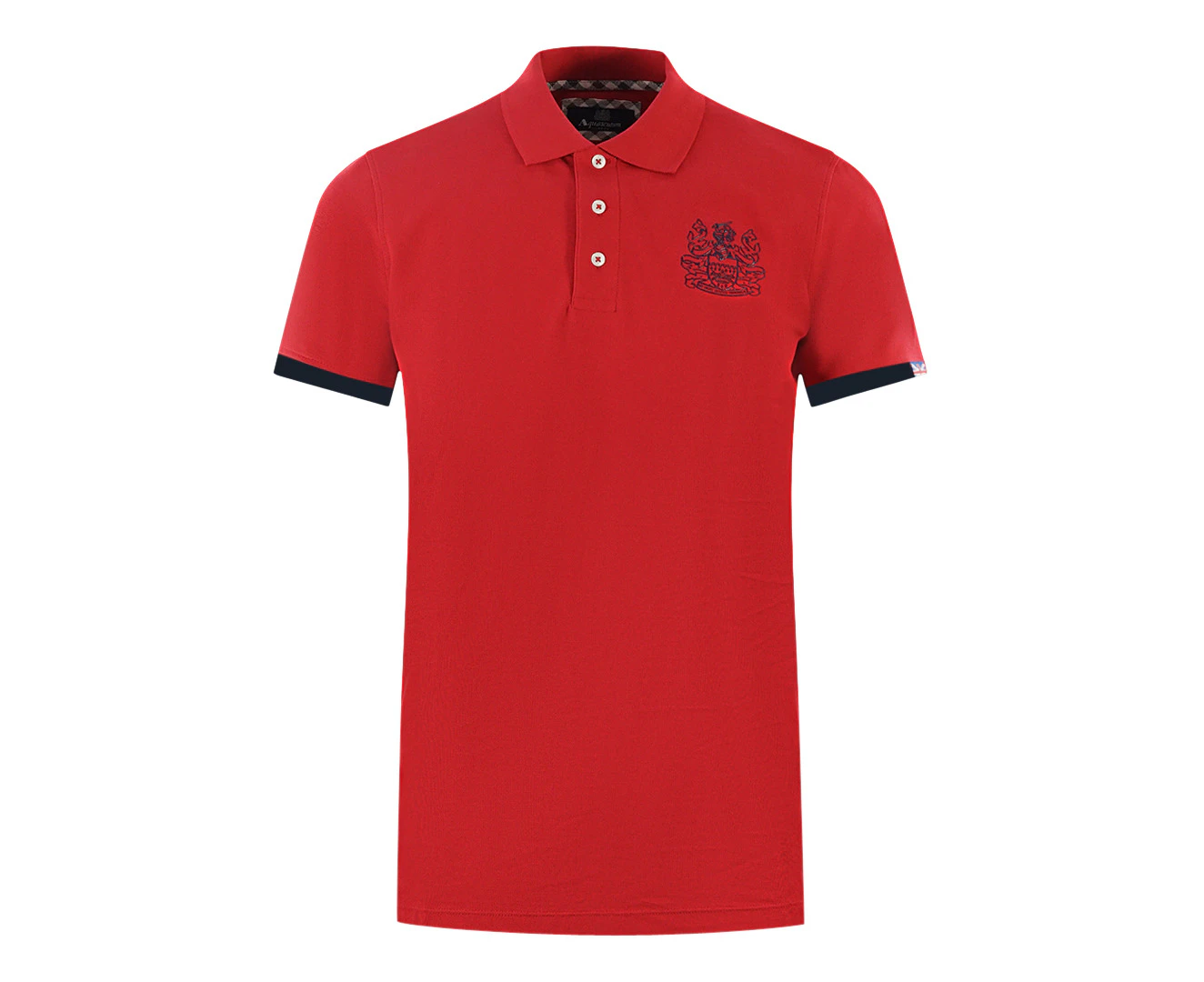 Aquascutum Mens P00223 52 Polo Shirt Red