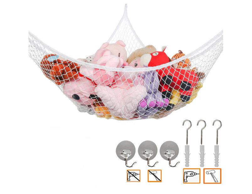 Jumbo Toy Hammock Stuffed Animals and Toy Storage Hammock Net 70" Wall Sling Corner Extra Large Kids Children Mesh Toy Net Organizer