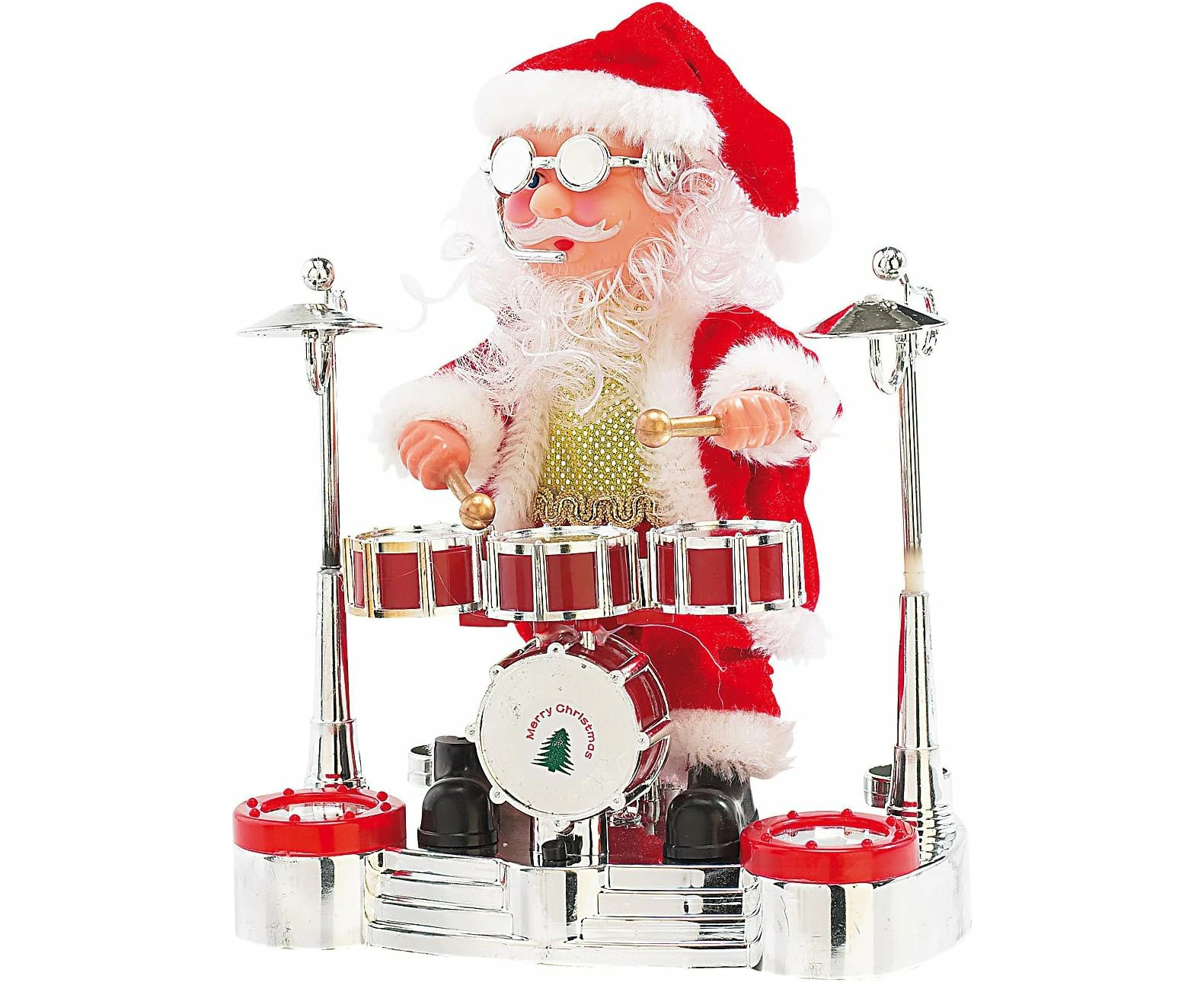 Dancing and Singing Santa Claus Drumming Christmas Dolls Musical Mobile Battery-Operated Decoration