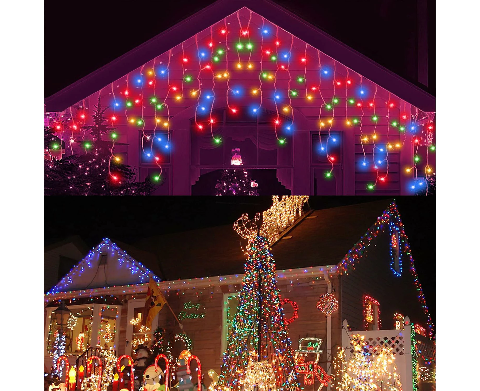 32.8 ft 400 LED Icicle Lights with 8 Modes and Memory Function, Multicolor