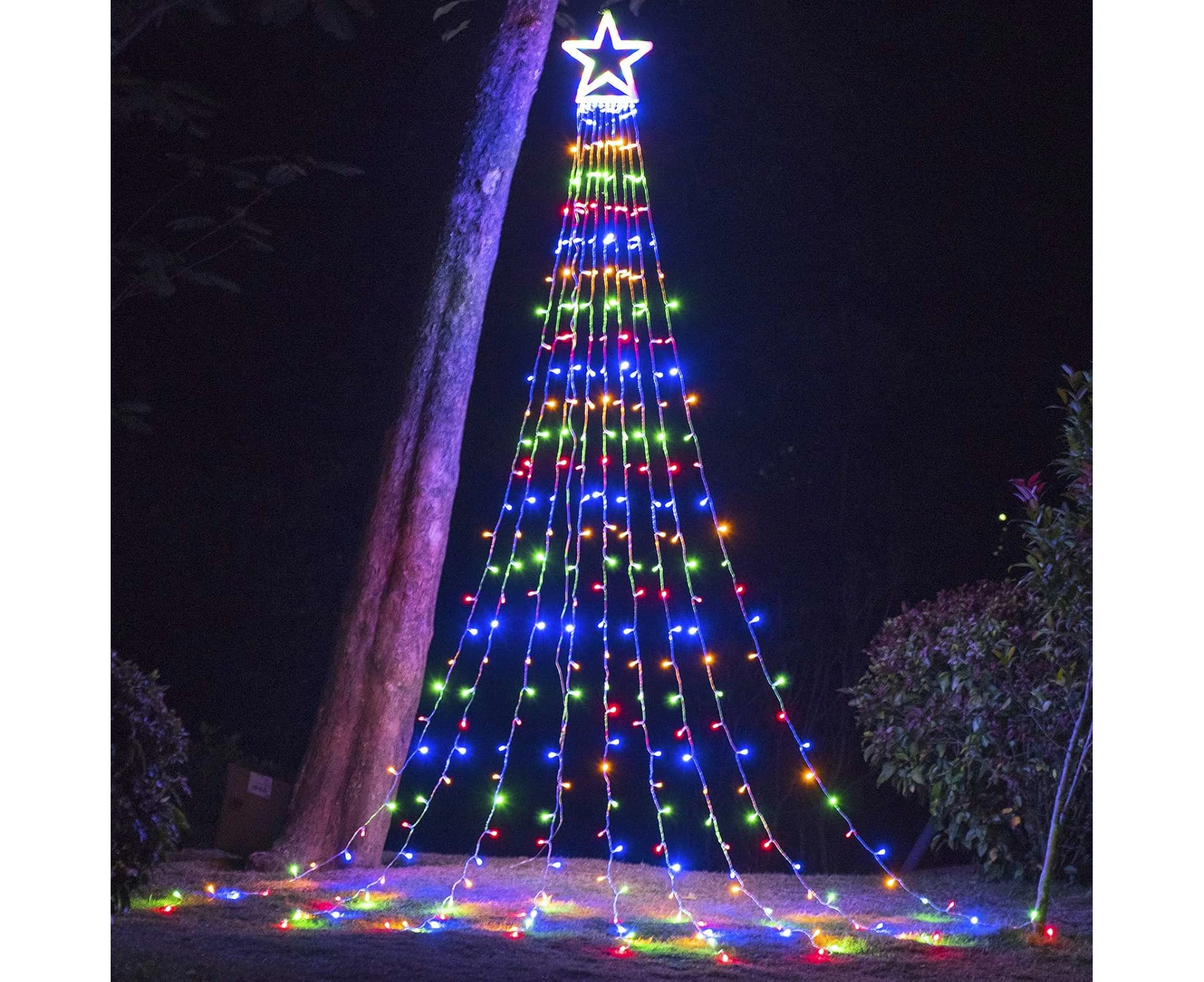 16.4 ft Christmas Star String Lights with 198 LEDs and 14" Lighted Star, Multicolor