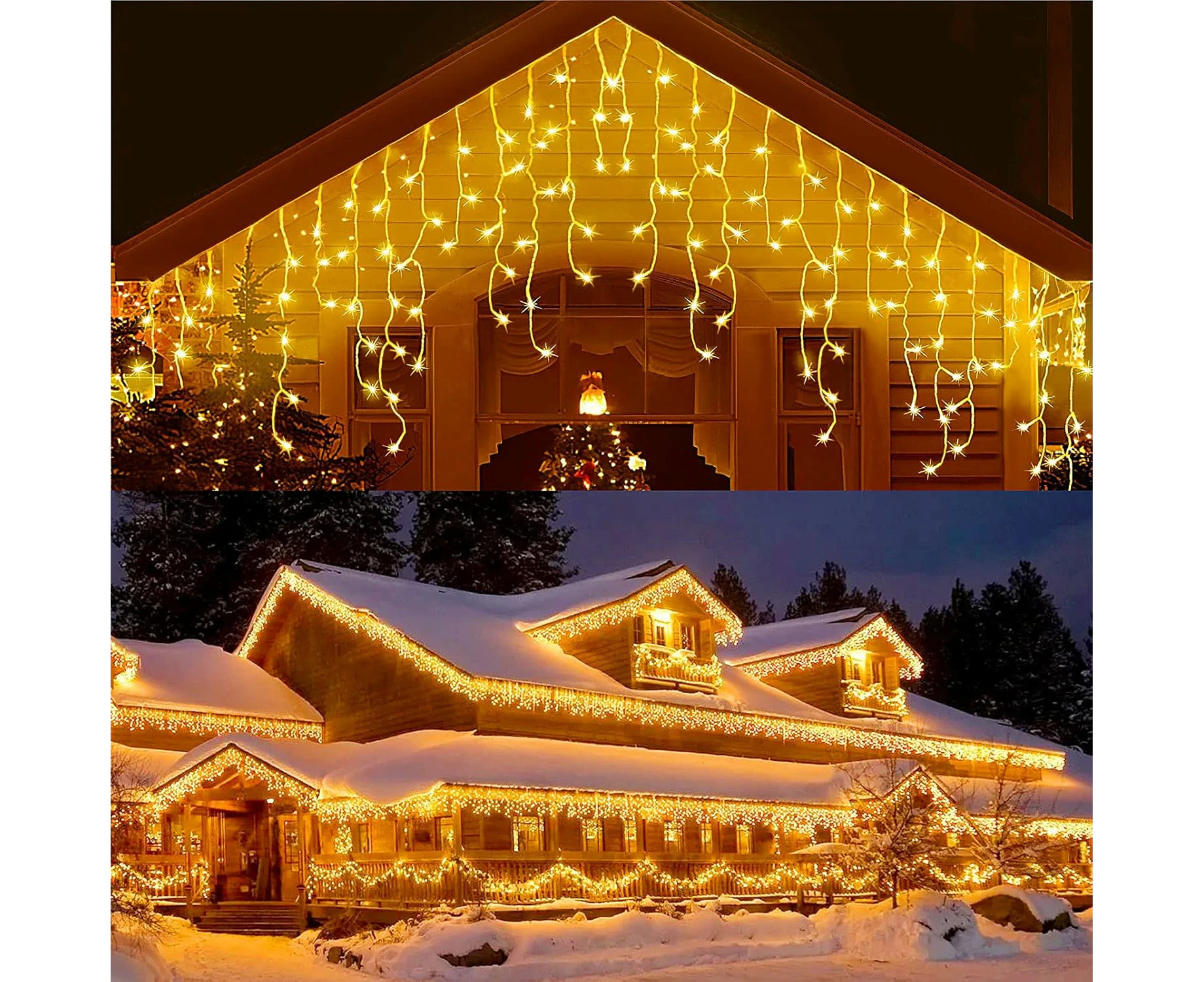 32.8 ft 400 LED Icicle Lights with 8 Modes and Memory Function, Warm White