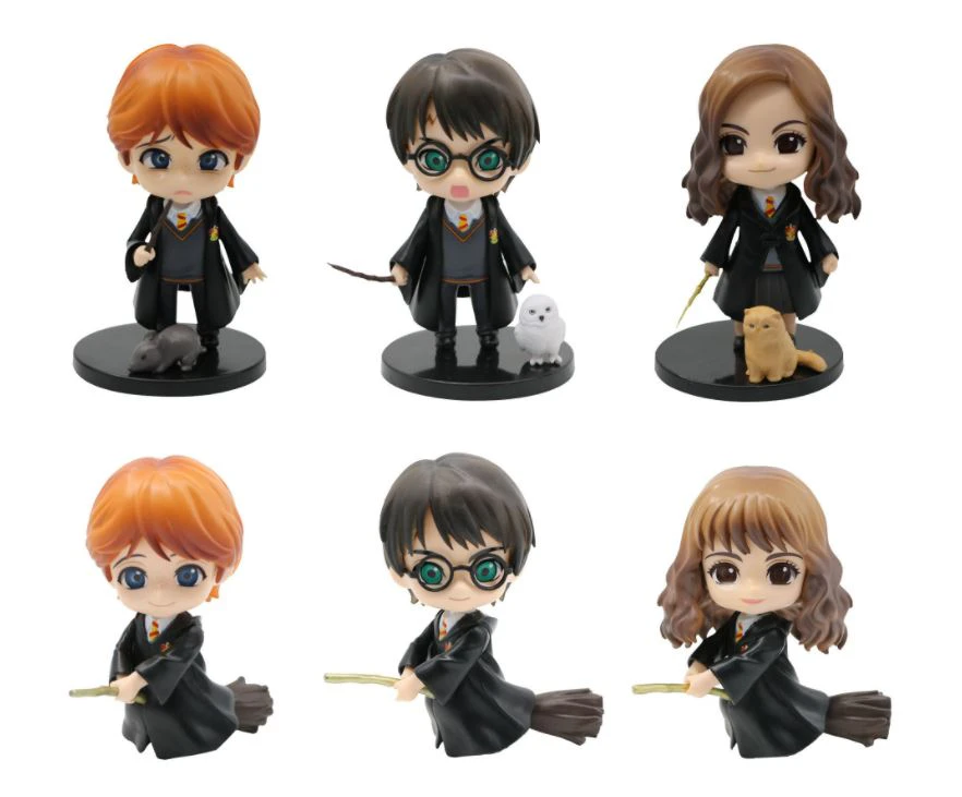 6PC Harry Potter Figure Hermione Ron Weasley Chibi Figurine Cake Topper Car Gift