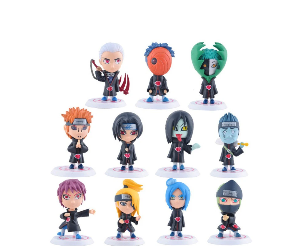 11PC Naruto Akatsuki Mini Figure Itachi Pain Figurine Collection for Car & Home