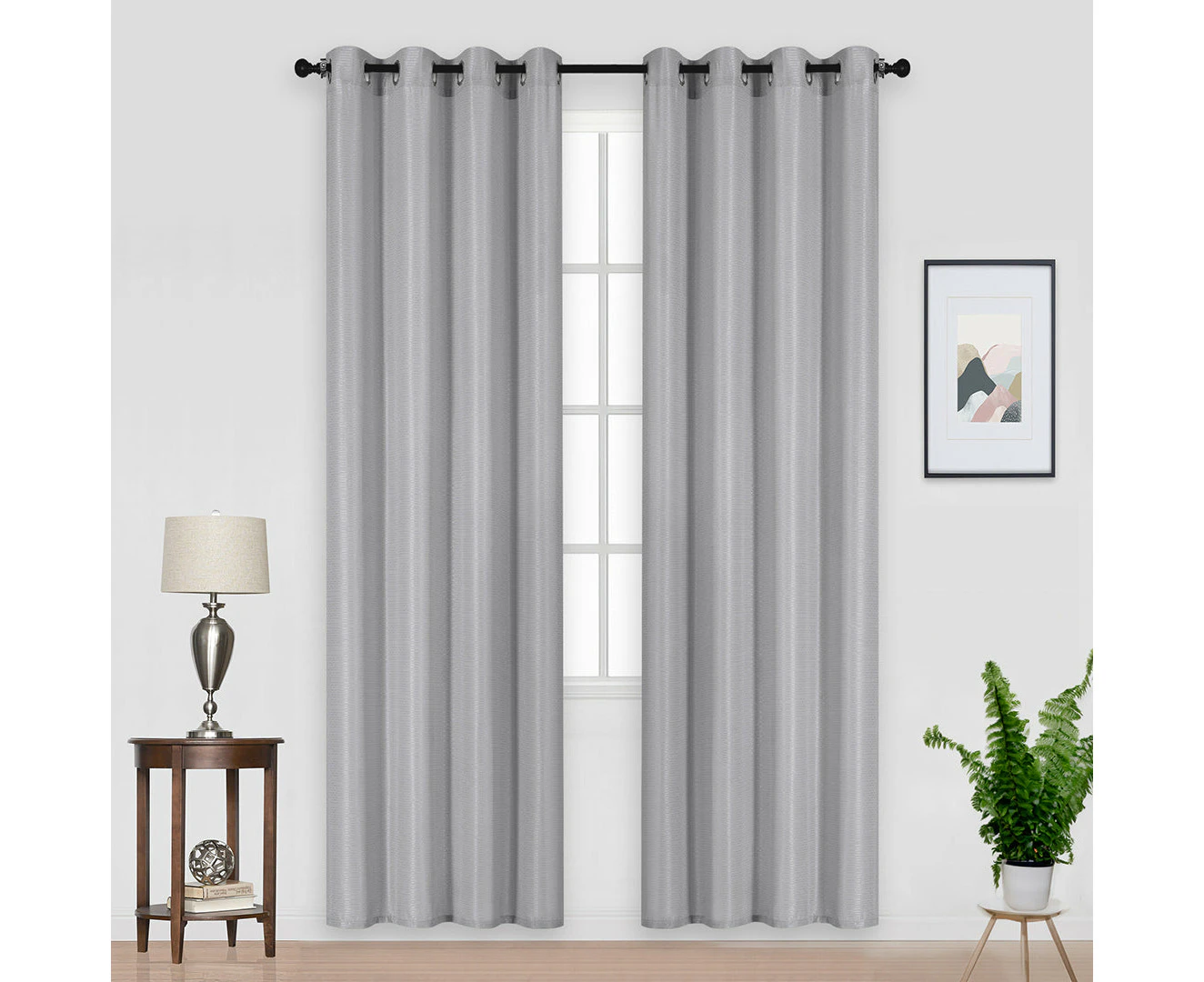 Blockout Ring Eyelet Fabric Curtain Bedroom Decor - Silver