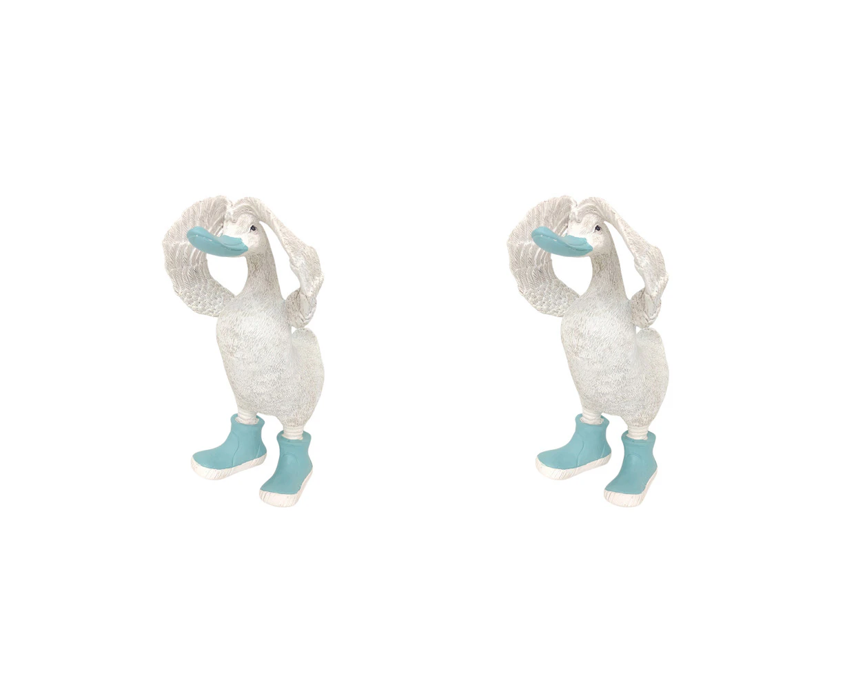 2x Urban Hiding Duck in Boots Ornament Blue 22cm Decorative Decor Statue Figure