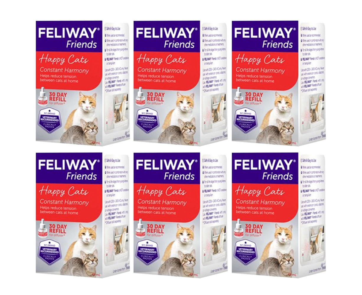 6 x Feliway FRIENDS Conflict & Stress Reducing Refill For Kittens & Cats 48ml