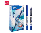 DELI THINK ROLLER PEN BULLET TIP 0.7MM BLUE BOX 12