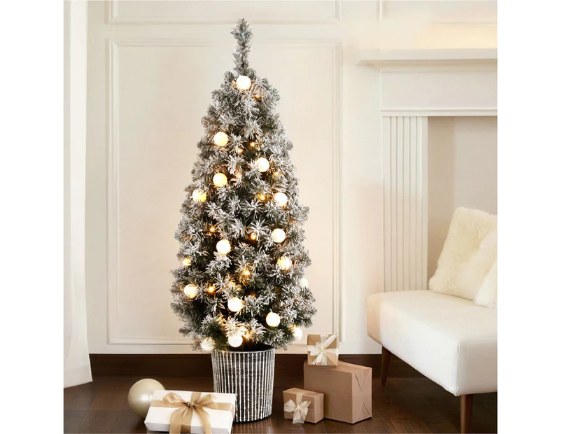 Jingle Jollys Christmas Tree 1.2M Potted Snowy Xmas Tree