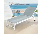 Gardeon Sun Lounger Chaise Lounge Wheels Patio Furniture Outdoor Setting White