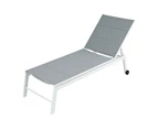 Gardeon Sun Lounger Chaise Lounge Wheels Patio Furniture Outdoor Setting White