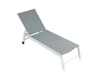 Gardeon Sun Lounger Chaise Lounge Wheels Patio Furniture Outdoor Setting White