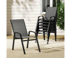 Gardeon 6PC Outdoor Dining Chairs Stackable Lounge Chair Patio Furniture Grey