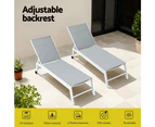 Gardeon Sun Lounger Chaise Lounge Wheels Patio Furniture Outdoor Setting White