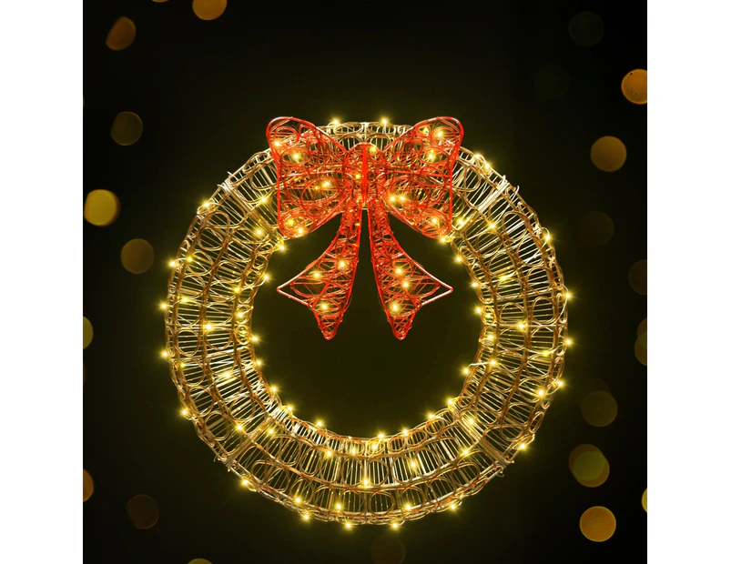 Jingle Jollys Christmas Lights 60cm Motif 160 LED Solar Wreath Xmas Decorations