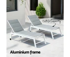 Gardeon Sun Lounger Chaise Lounge Wheels Patio Furniture Outdoor Setting White