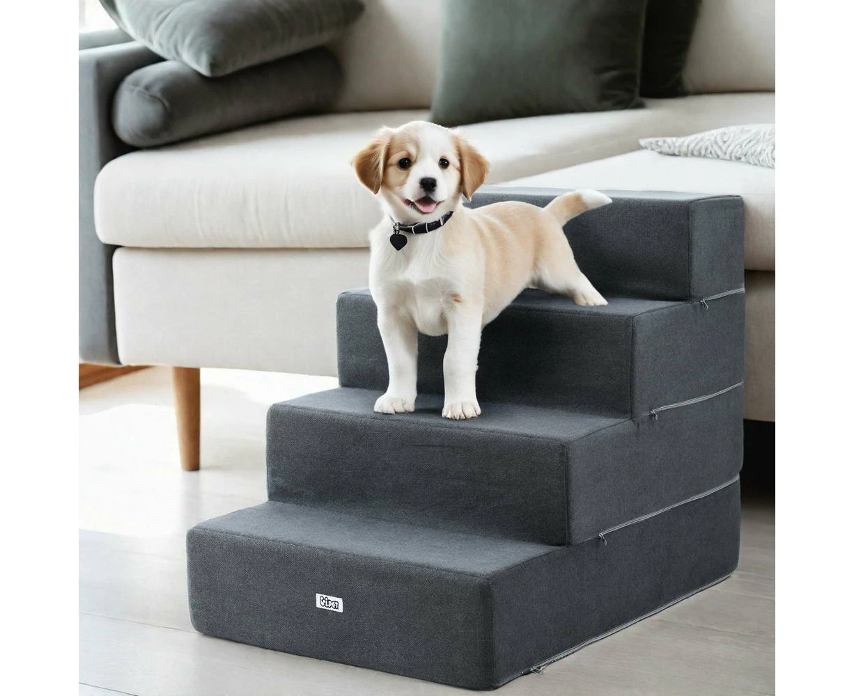 i.Pet Dog Ramp Foam Dog Cover Stairs Portable Cat Ladder For Sofa Bed 4 Steps