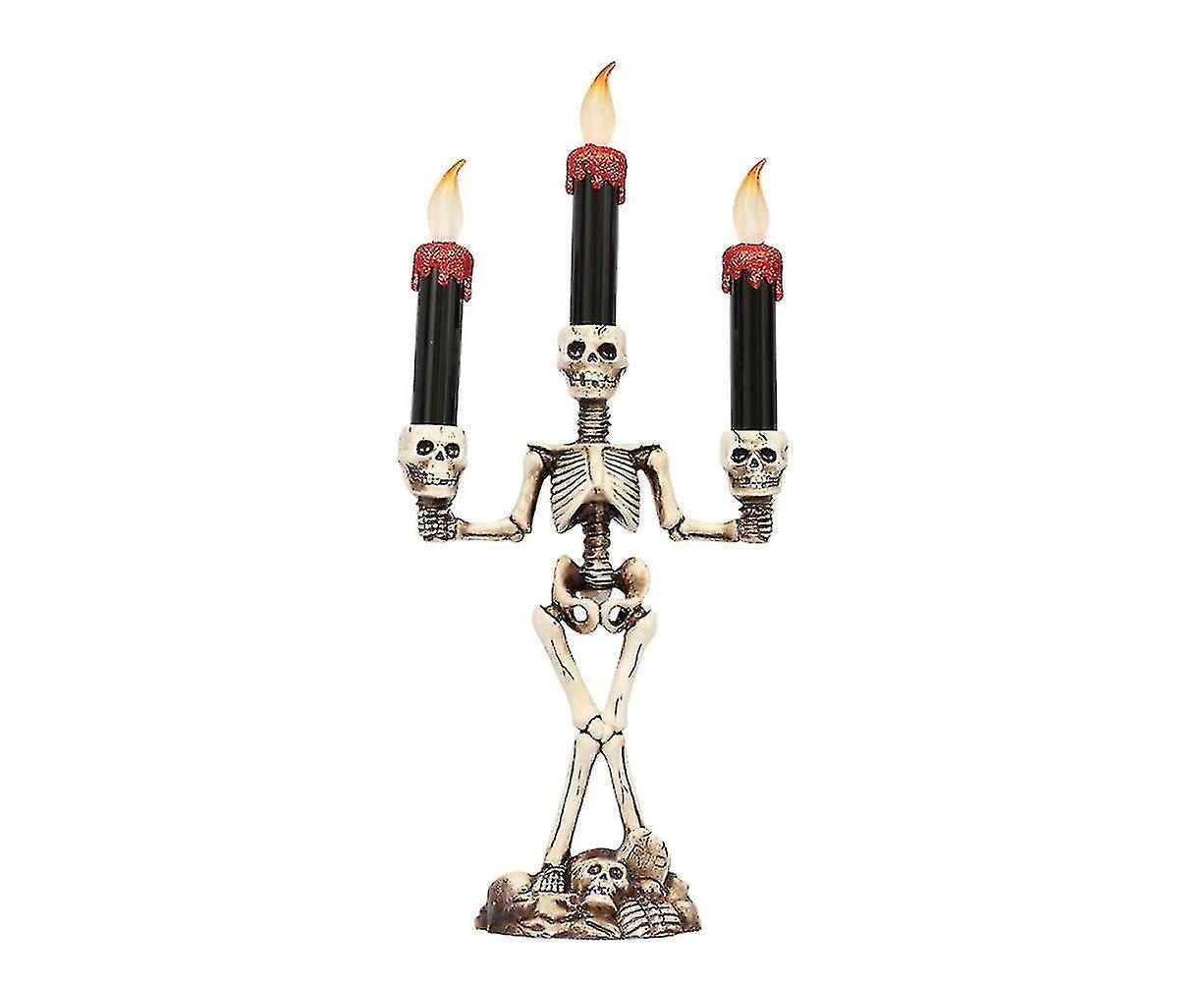 Candelabra 3 Candles Halloween Candelabra Holder With Light Holder Skeleton Skull Candle Holder Led  Candle Light