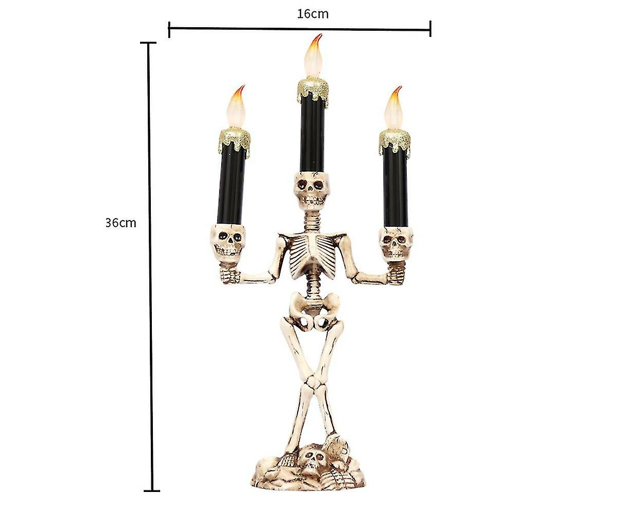 Candelabra 3 Candles Halloween Candelabra Holder With Light Holder Skeleton Skull Candle Holder Led  Candle Light