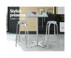 3PC Outdoor Bar Set Bistro Table Stools Adjustable Square Cafe