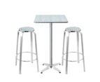 3PC Outdoor Bar Set Bistro Table Stools Adjustable Square Cafe