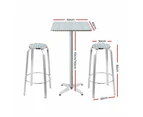 3PC Outdoor Bar Set Bistro Table Stools Adjustable Square Cafe