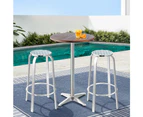 3PC Outdoor Bar Set Bistro Table Stools Adjustable Square Cafe