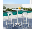 3PC Outdoor Bar Set Bistro Table Stools Adjustable Square Cafe