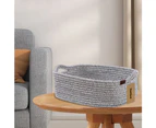 DelSol Cotton Rope Basket Blanket Snack Storage Laundry Clothes Home Organizer Gray