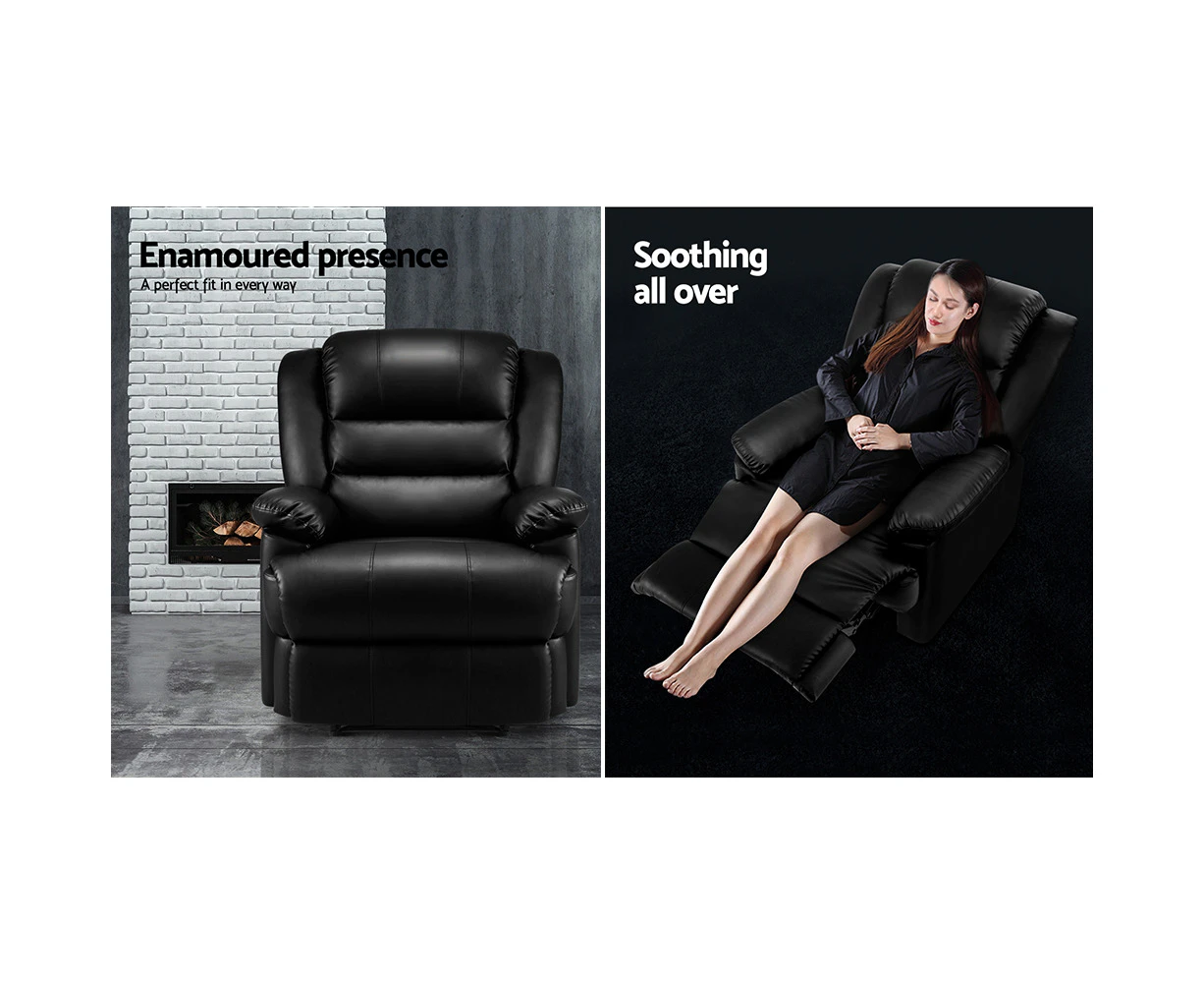 Recliner Chair Leather - Black