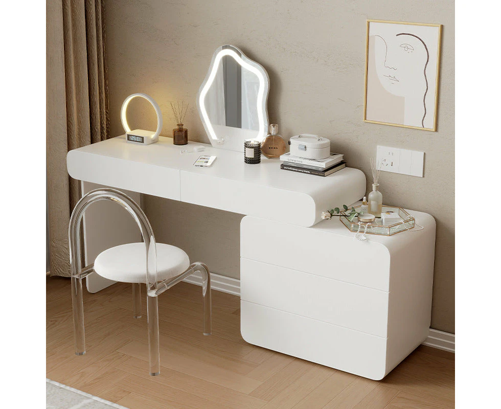 Alayna Vanity Table with Stool and Mirror/Dressing Table/White Dresser/Acrylic