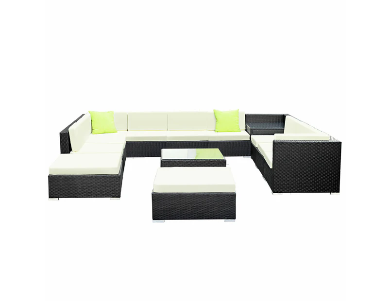 13PC Outdoor Sofa Set Wicker Couch Lounge Setting Cover