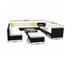 13PC Outdoor Sofa Set Wicker Couch Lounge Setting Cover