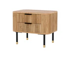 Artiss Bedside Table 2 Drawers Paulownia Wood Pine