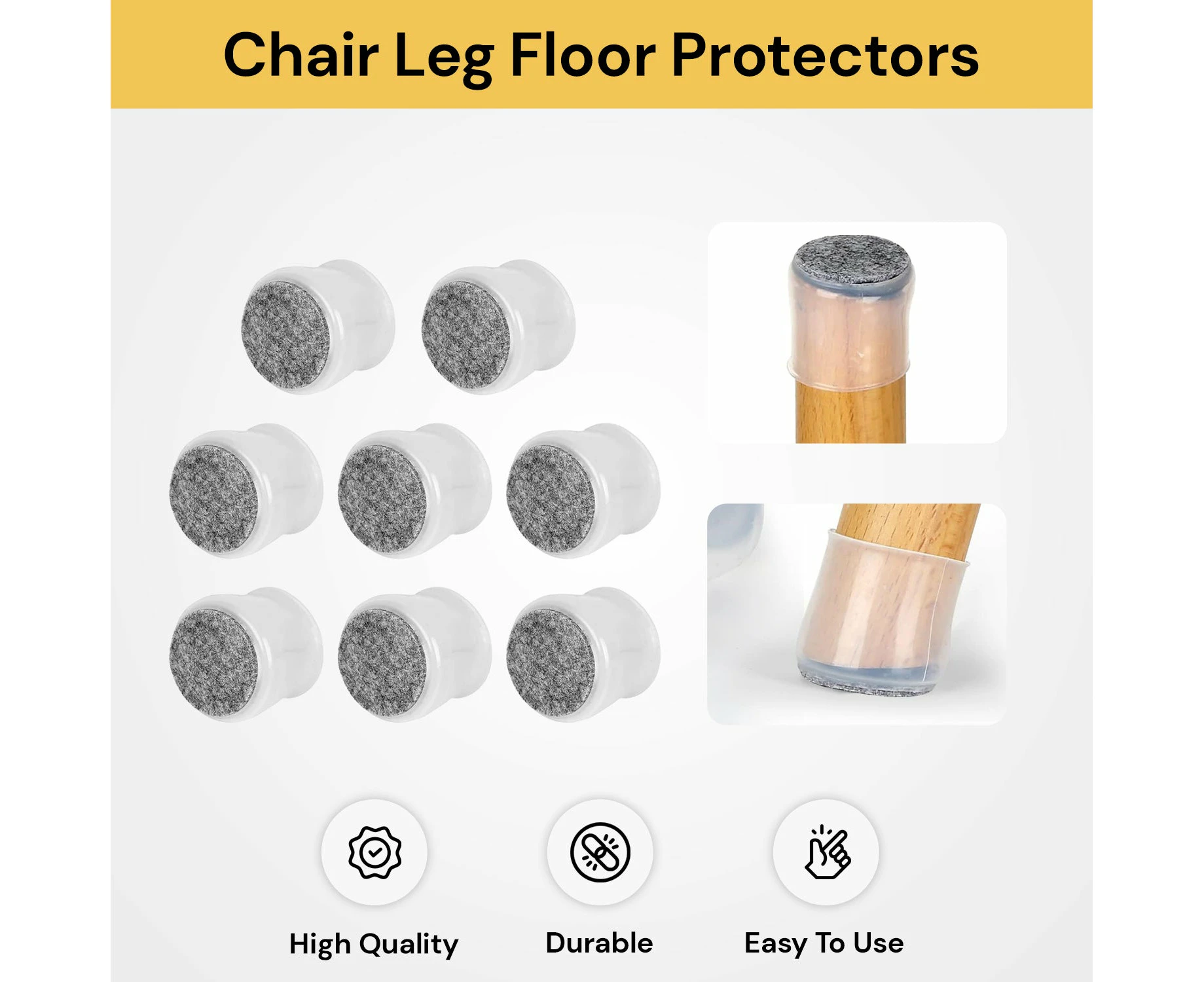 8PCs Chair Leg Floor Protectors