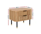 Artiss Bedside Table 2 Drawers Paulownia Wood Pine