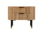 Artiss Bedside Table 2 Drawers Paulownia Wood Pine