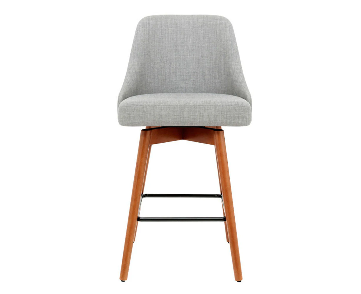 Set of 2 Bar Stools Swivel Seat Wooden - Grey