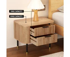 Artiss Bedside Table 2 Drawers Paulownia Wood Pine