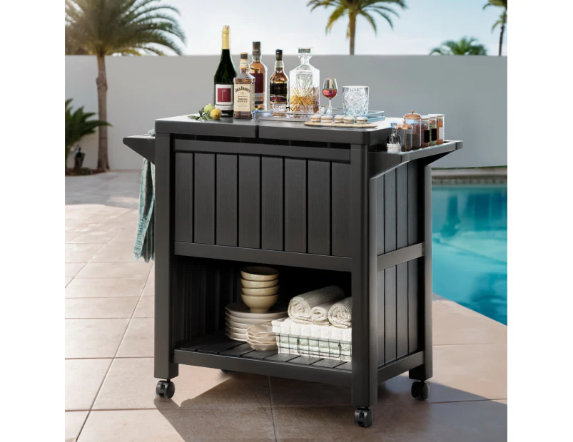 Gardeon Outdoor Storage Cabinet Box 80L Ice Bucket Cooler Rolling Serving Cart Kitchen Trolley