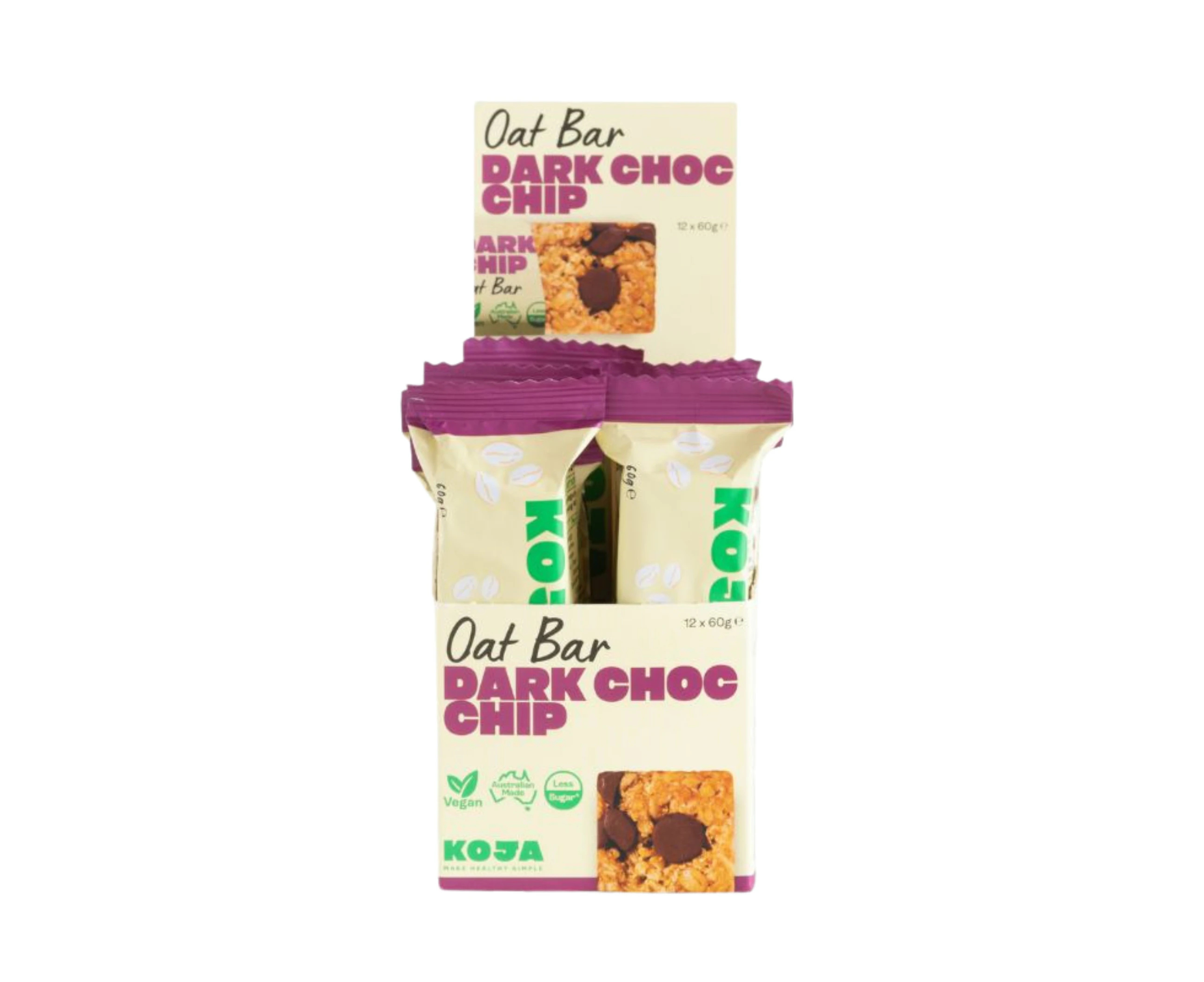 KOJA OAT BAR DARK CHOC CHIP 60G X 12