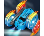 2.4 GHZ Remote Control Stunt Car 4WD Double Sided Rotating Crawler with Headlights Blue