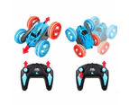 2.4 GHZ Remote Control Stunt Car 4WD Double Sided Rotating Crawler with Headlights Blue