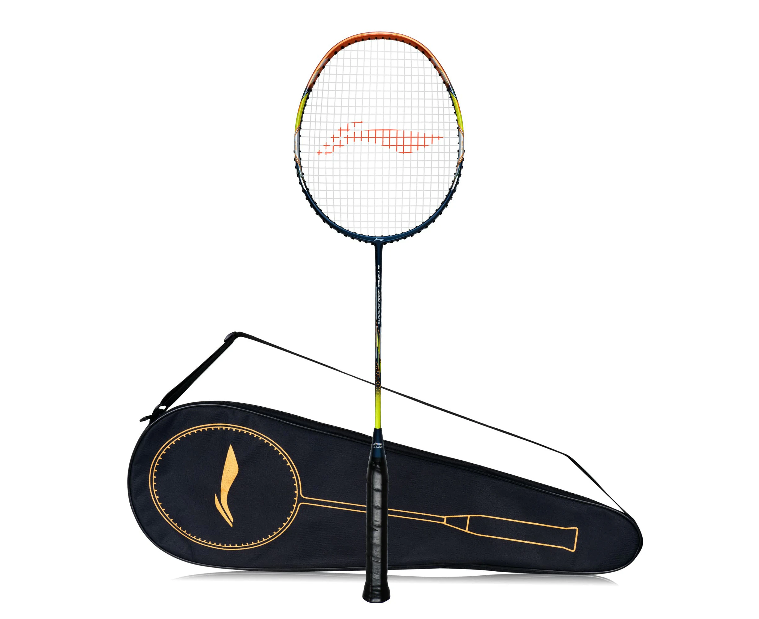 Li-Ning G - Force 3800 Superlite Carbon Fibre Strung Badminton Racket with Full Racket Cover (Navy/Copper)