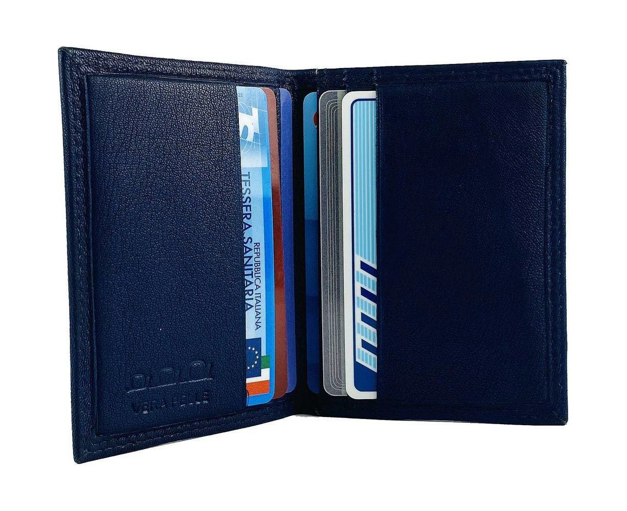 ? Luxe Italian Leather Blue Credit Card Holder K10217db Women's Classic Elegance ?