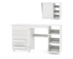 Giantex Folding Sewing Table Rolling Sewing Machine Cabinet w/Storage Shelves Craft Station Desk White