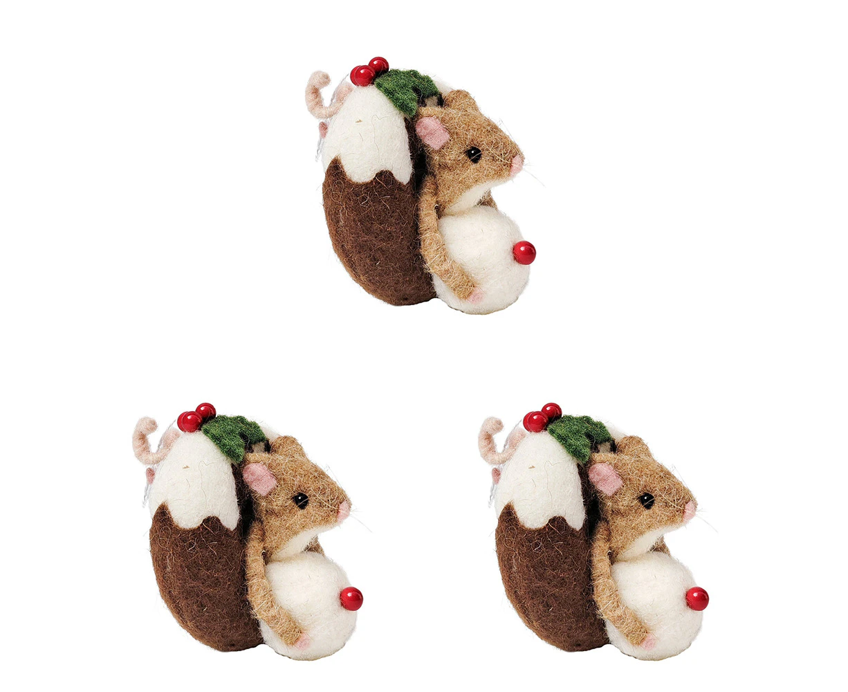 3x Urban Mouse Feast Mouse in Donut Hanging Ornament Decorative Seasonal Decor