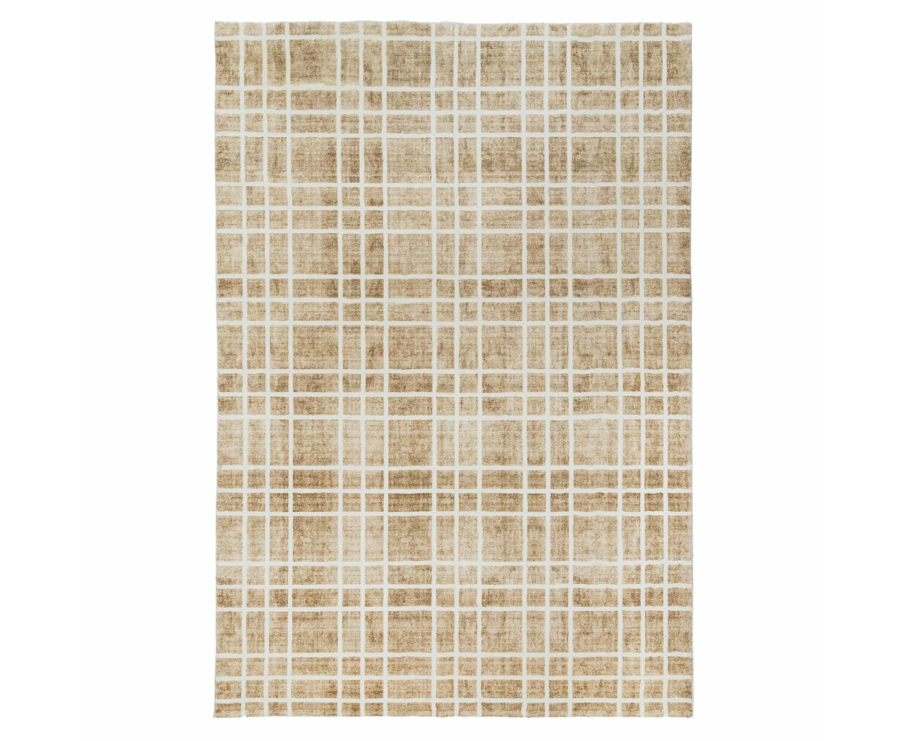 Oodi Brown and Ivory Plaid Washable Rug