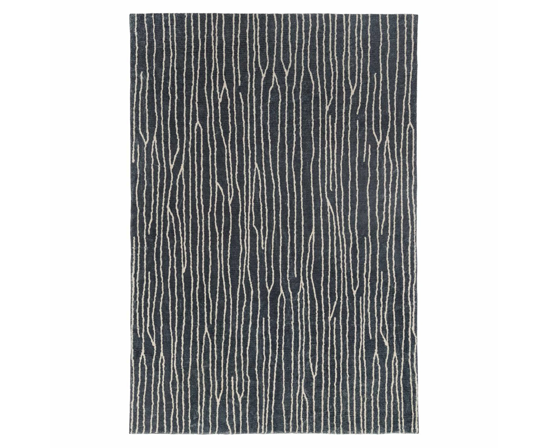 Malha Black and Ivory Stripe Washable Rug