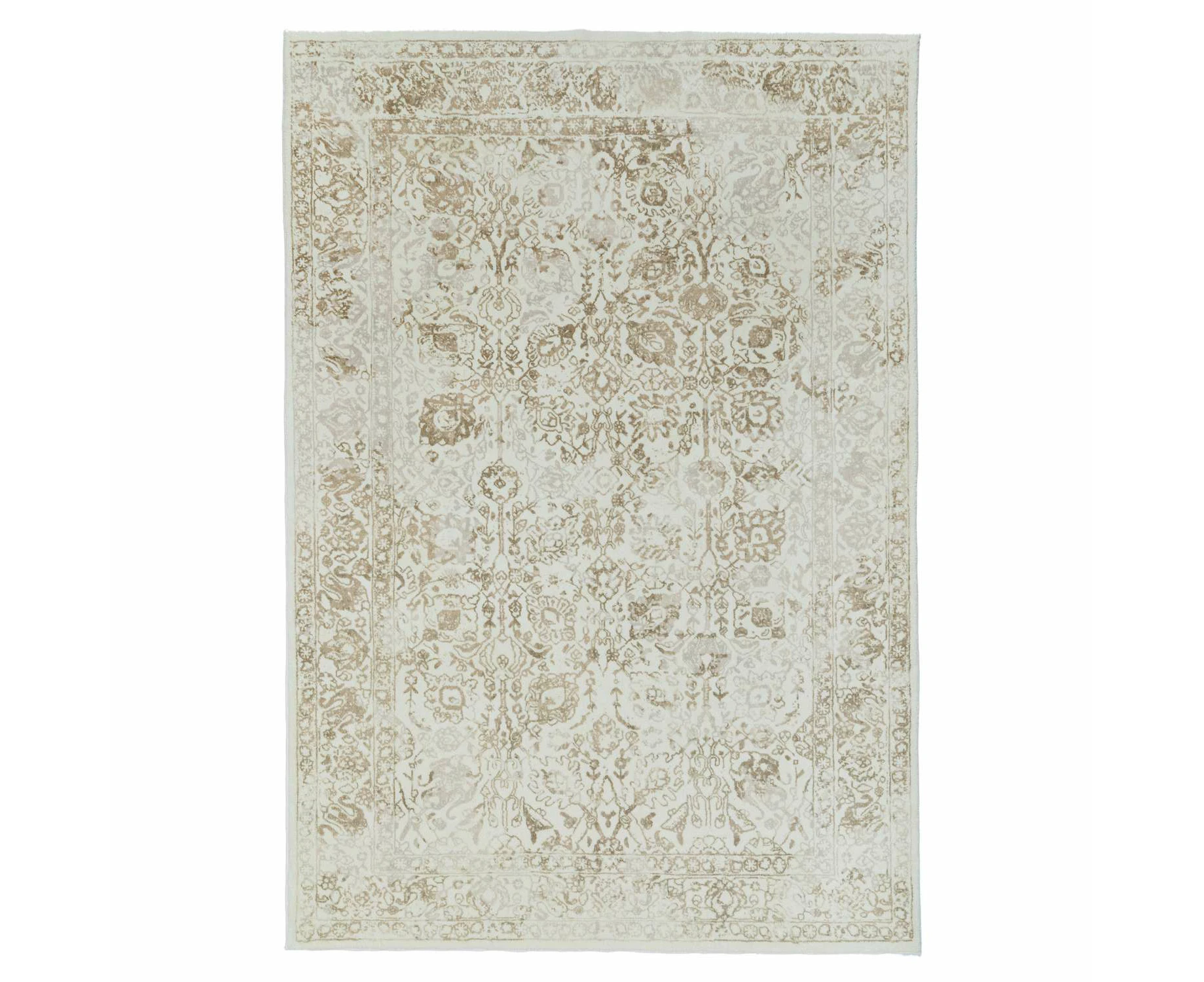 Jaya Cream and Beige Floral Washable Rug